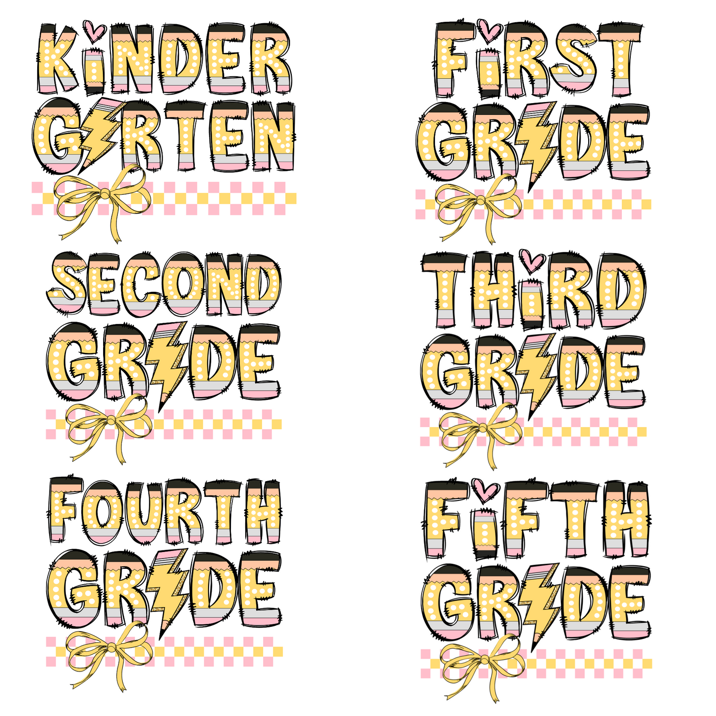 PENCIL GRADE & BOW WITH CUSTOM NAME - WHITE TEE