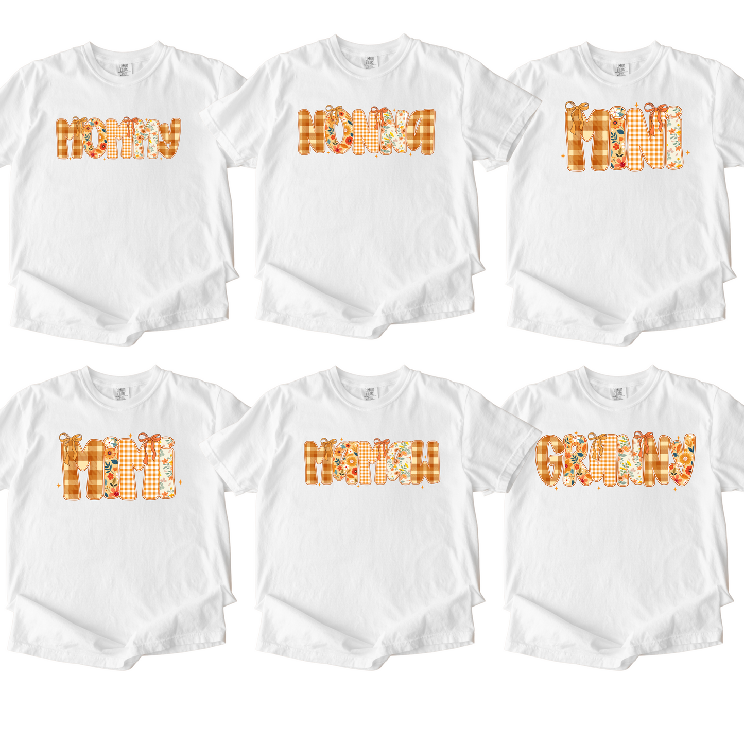 Preppy Floral Fall Fam - White Comfort Color Tee or Gildan Crew