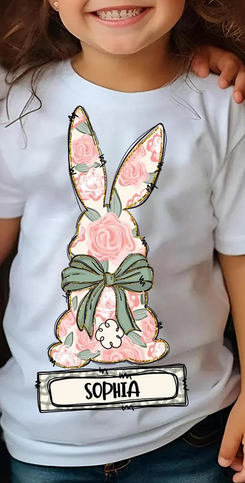EASTER BUNNY FLORAL - CUSTOM TEE OR CREW