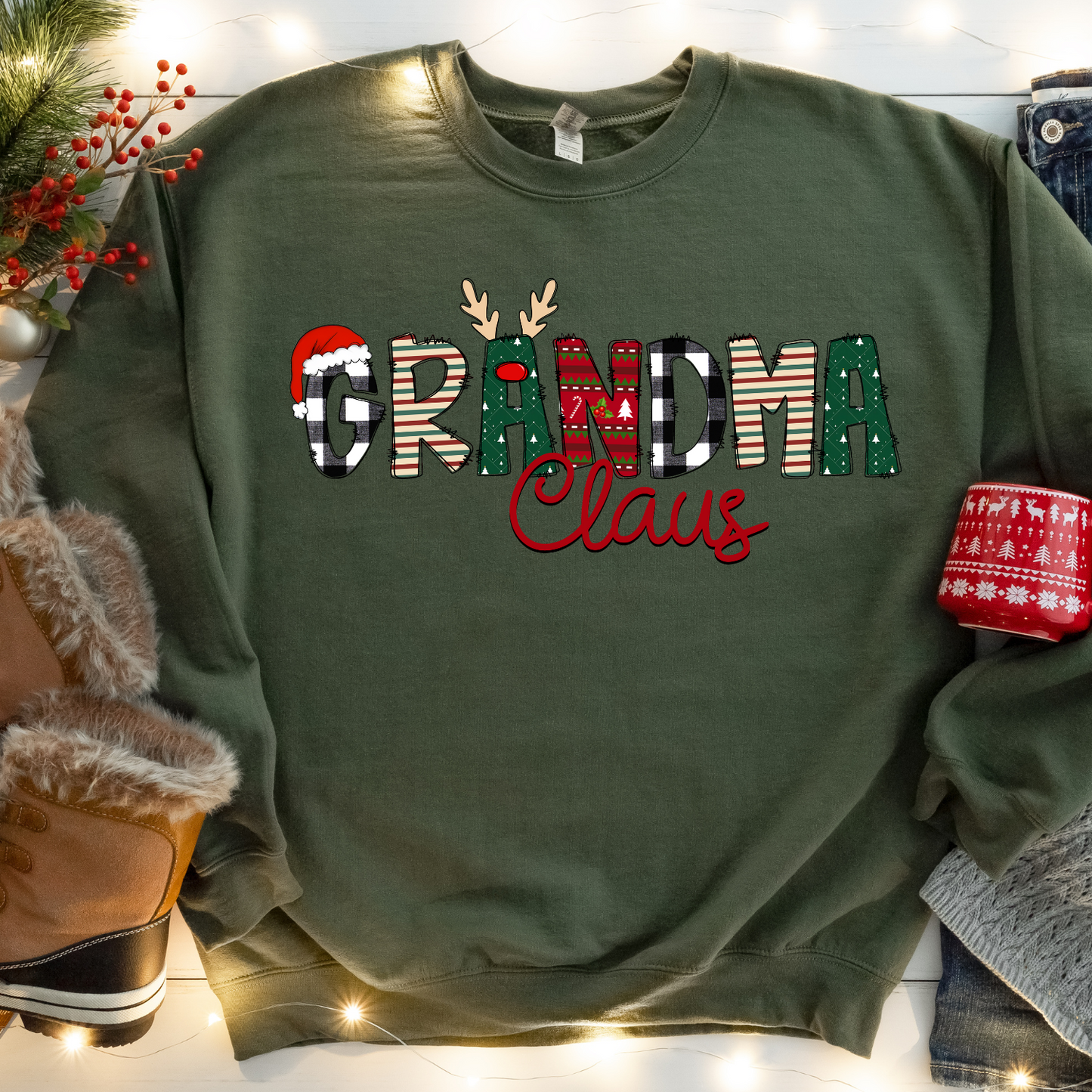 HOLIDAY CLAUS - MILITARY GREEN CREW
