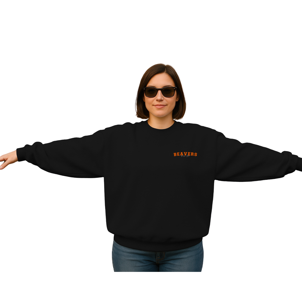 Custom Oversized Back Spirit Sweatshirt- Crewneck or 1/4 Zip - Back & Pocket