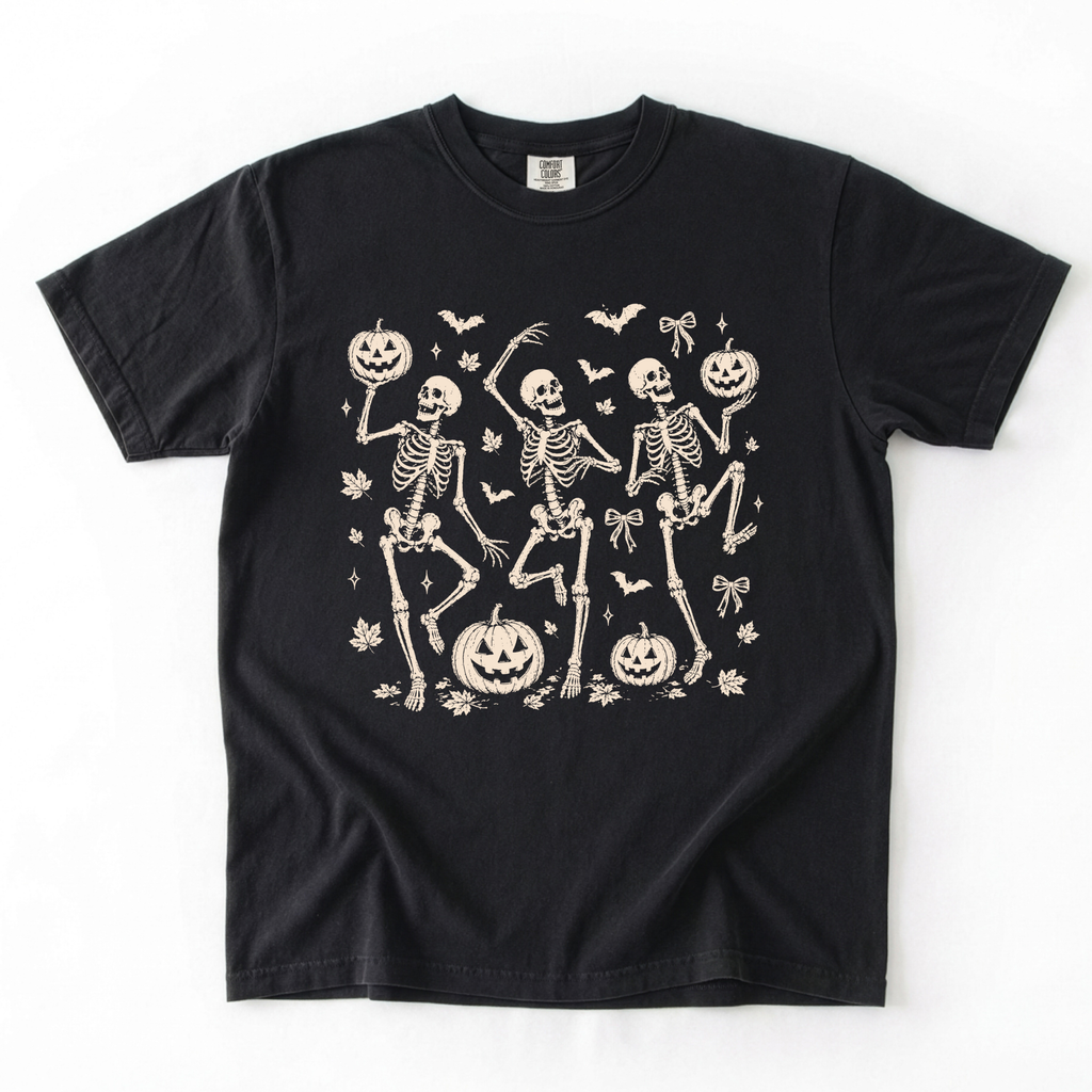 Tan Skeletons Fall - TEE OR CREW