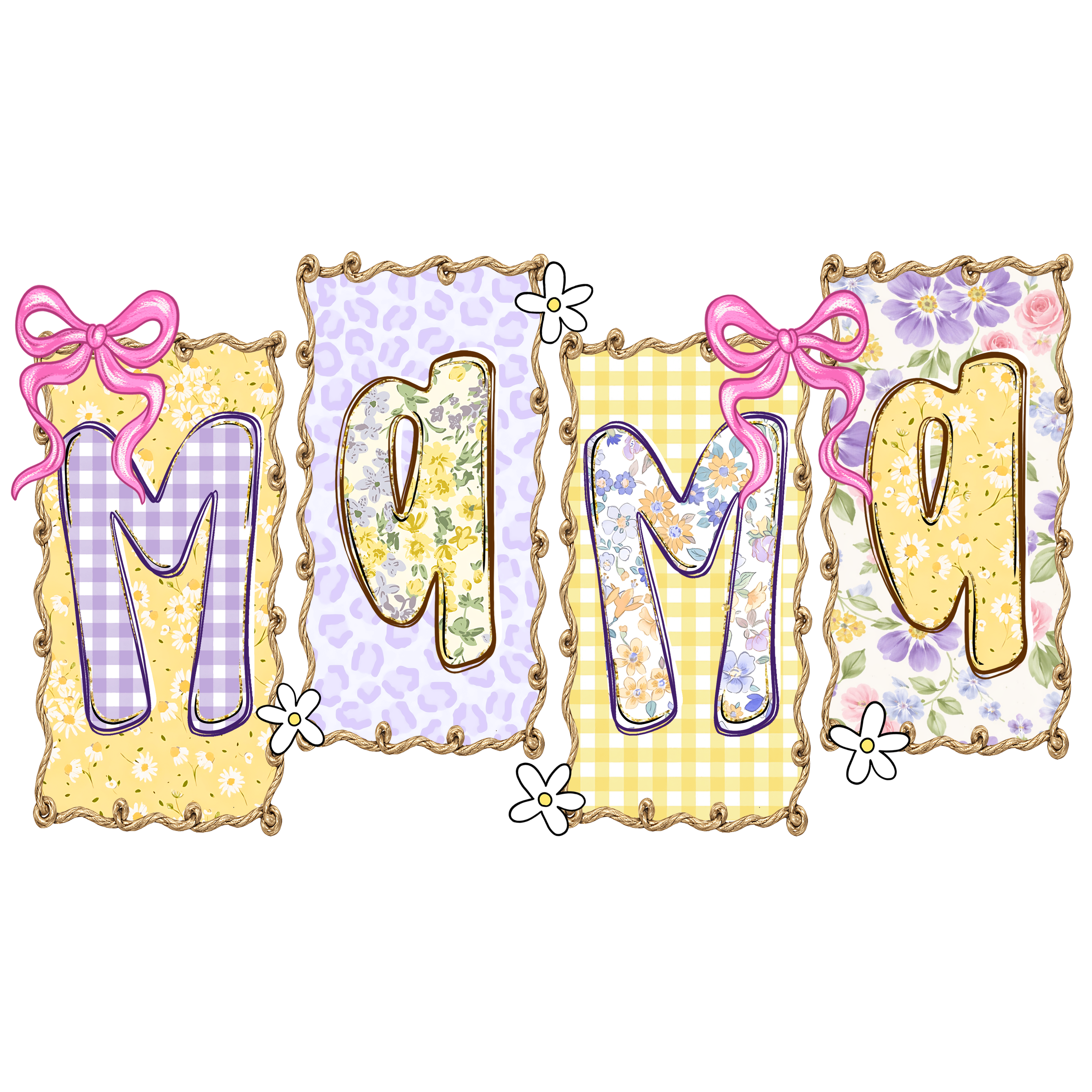 MAMA: YELLOW/PURPLE FLOWERS - DTF PRINT