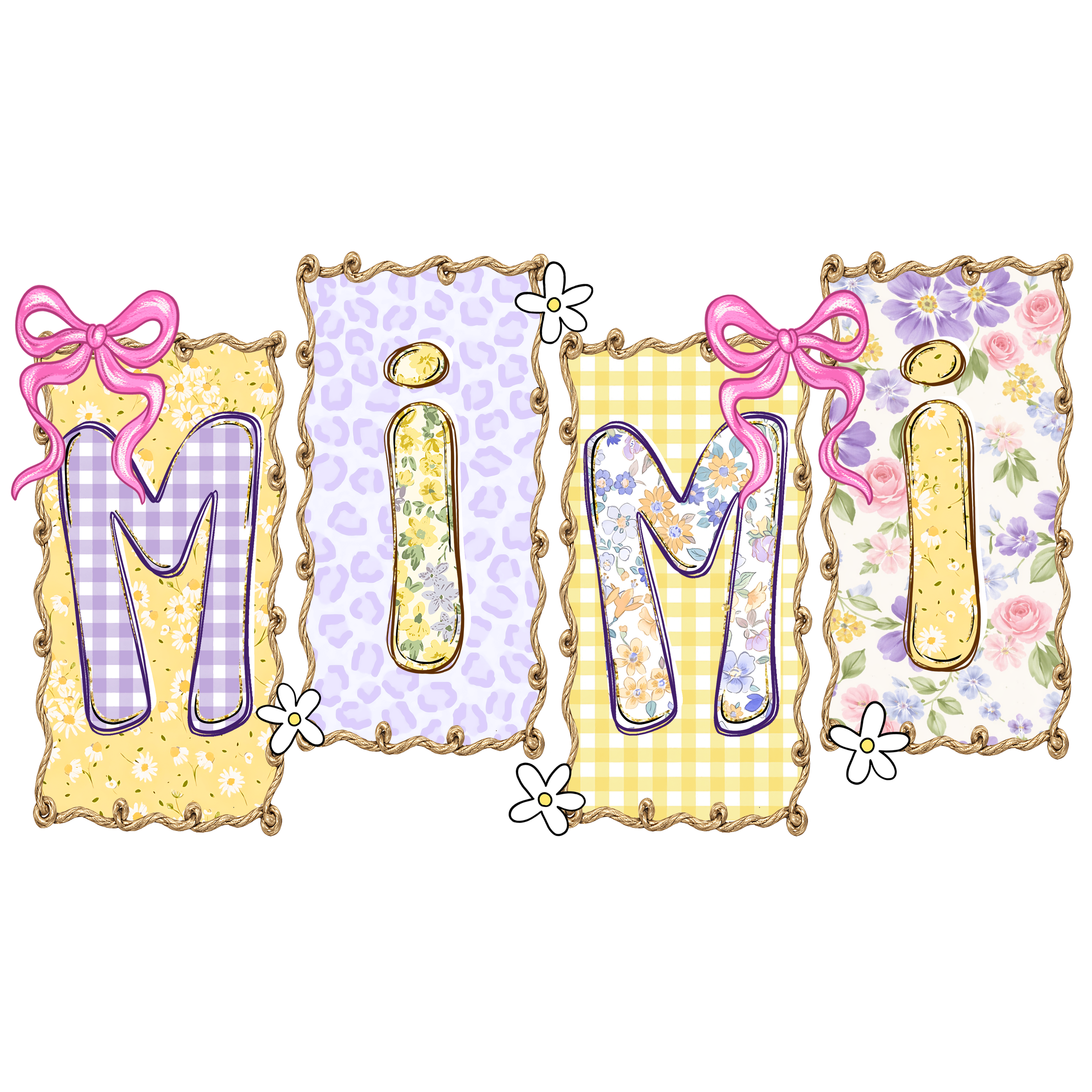 MIMI: YELLOW/PURPLE FLOWERS - DTF PRINT