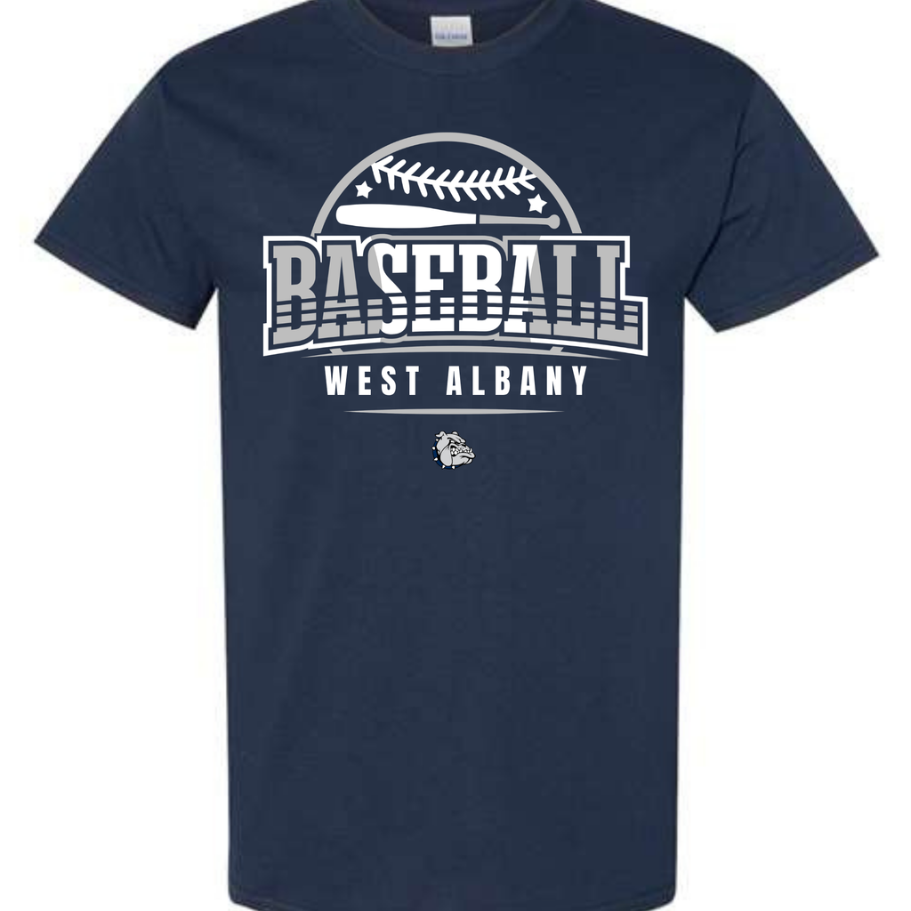 WEST ALBANY BASEBALL 1 - NAVY BLUE TEE, CREW OR HOODIE