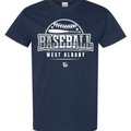 WEST ALBANY BASEBALL 1 - NAVY BLUE TEE, CREW OR HOODIE