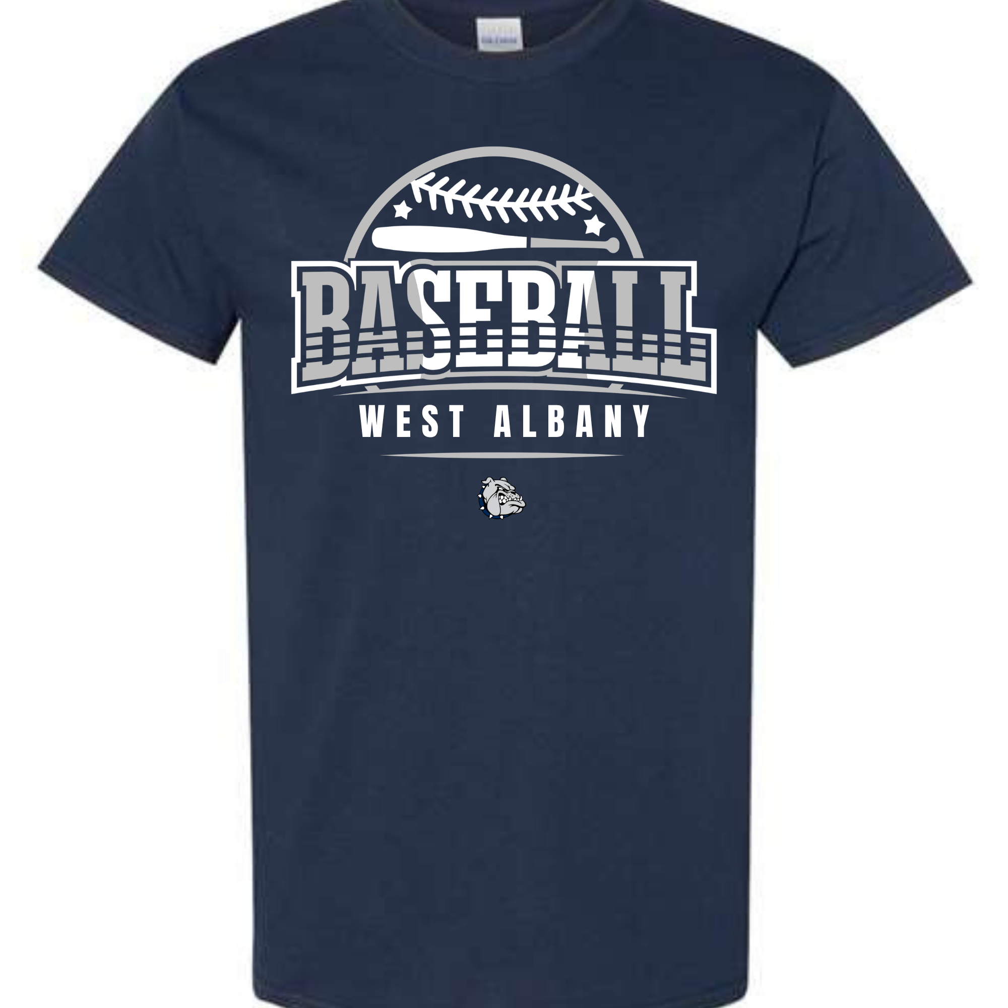 WEST ALBANY BASEBALL 1 - NAVY BLUE TEE, CREW OR HOODIE