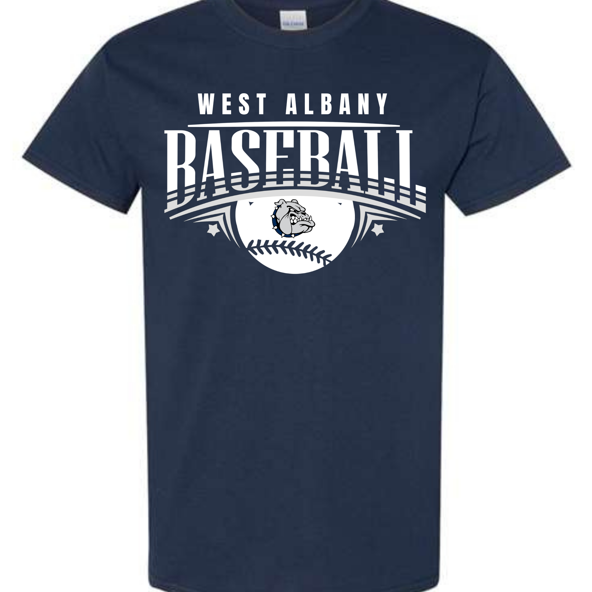 WEST ALBANY BASEBALL 2 - NAVY BLUE TEE, CREW OR HOODIE