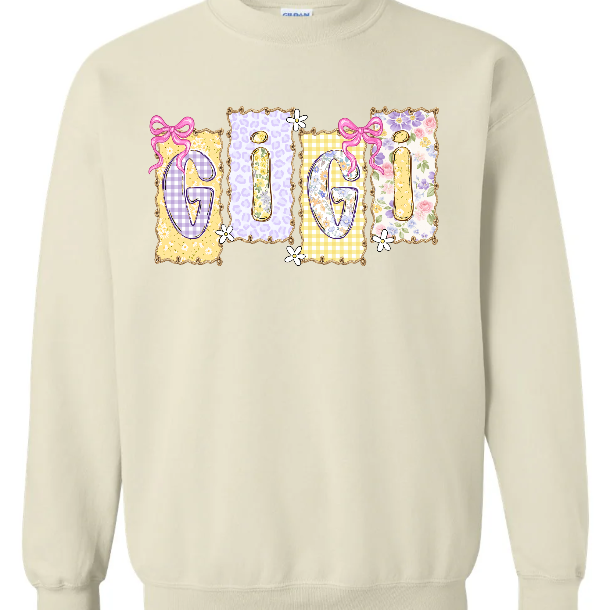 YELLOW/PURPLE FLOWERS - TEE OR CREW