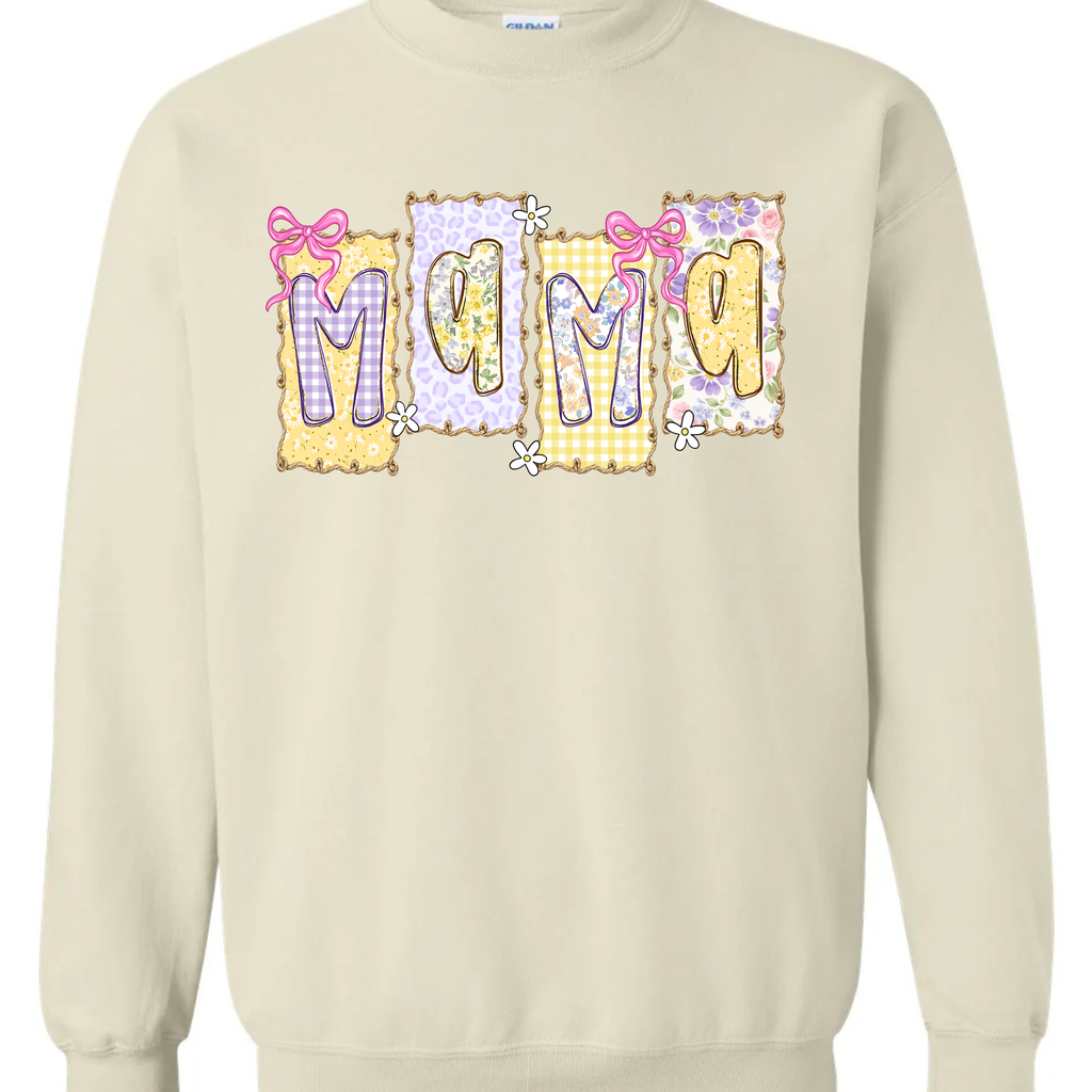 YELLOW/PURPLE FLOWERS - TEE OR CREW