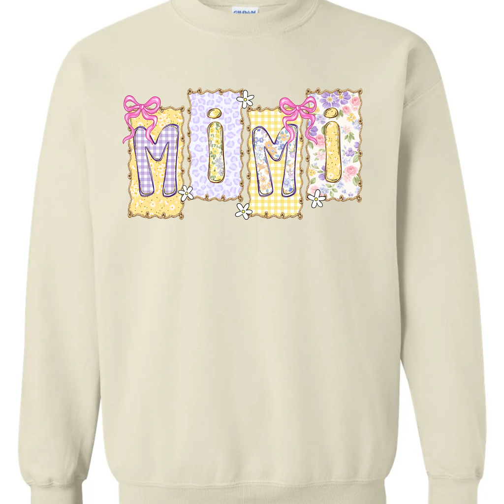 YELLOW/PURPLE FLOWERS - TEE OR CREW